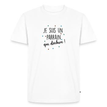 je suis un parrain qui déchire - T-shirt Premium bio Homme - blanc - Devant - Nico (187cm)