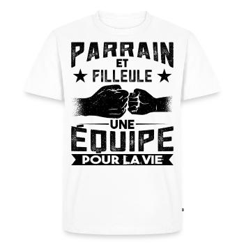 Parrain et Filleule Cadeau - T-shirt Premium bio Homme - blanc - Devant - Nico (187cm)