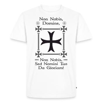 Black Templar Cross + Non Nobis Domine - Men's Premium Organic T-Shirt - white - Front - Nico (187cm)