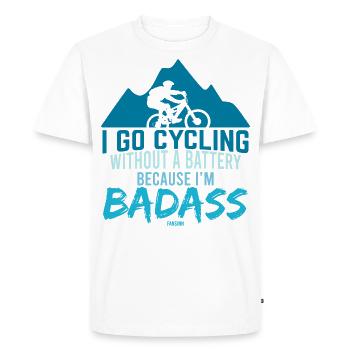 Faire du vélo sans batterie est difficile - T-shirt Premium bio Homme - blanc - Devant - Nico (187cm)