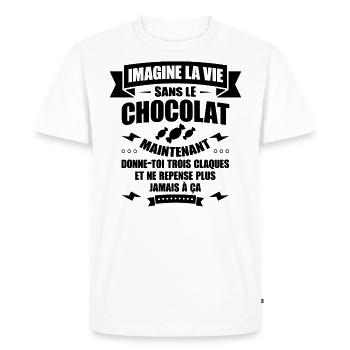 IMAGINE LA VIE SANS LE CHOCOLAT - T-shirt Premium bio Homme - blanc - Devant - Nico (187cm)