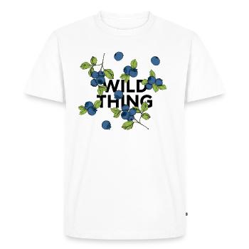 Déclaration « wild thing » : Collage avec des myrets - T-shirt Premium bio Homme - blanc - Devant - Nico (187cm)