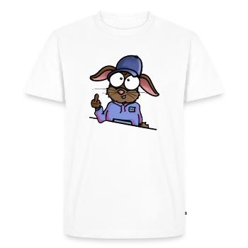 shows middle finger - Men's Premium Organic T-Shirt - white - Front - Nico (187cm)