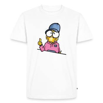 Duck with cap middle finger - Men's Premium Organic T-Shirt - white - Front - Nico (187cm)
