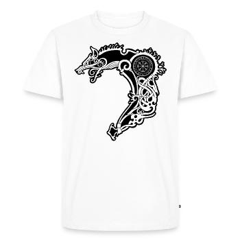 Fenrir loup viking et vegvisir - T-shirt Premium bio Homme - blanc - Devant - Nico (187cm)
