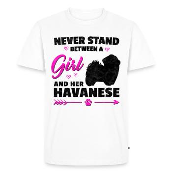 Girl with Havanese funny pet dog saying - Men's Premium Organic T-Shirt - white - Front - Nico (187cm)