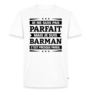 JE SUIS BARMAN - T-shirt Premium bio Homme - blanc - Devant - Nico (187cm)