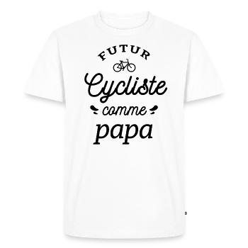 FUTUR CYCLISTE COMME PAPA - T-shirt Premium bio Homme - blanc - Devant - Nico (187cm)