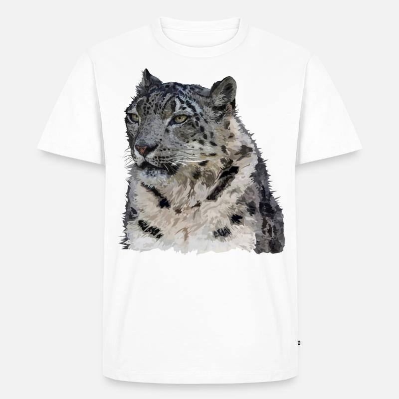 Schneeleopard - Männer Premium Bio T-Shirt - Weiß