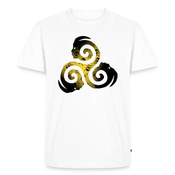 Triskèle Background skulls - Men's Premium Organic T-Shirt - white - Front - Nico (187cm)