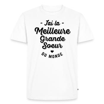 J'AI LA MEILLEURE GRANDE-SOEUR DU MONDE - T-shirt Premium bio Homme - blanc - Devant - Nico (187cm)