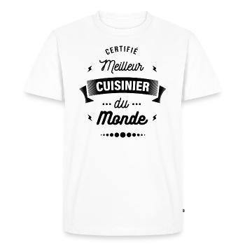 CERTIFIÉ MEILLEUR CUISINIER DU MONDE - T-shirt Premium bio Homme - blanc - Devant - Nico (187cm)