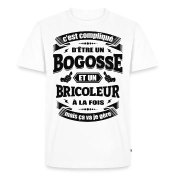 BOGOSSE BRICOLEUR - T-shirt Premium bio Homme - blanc - Devant - Nico (187cm)