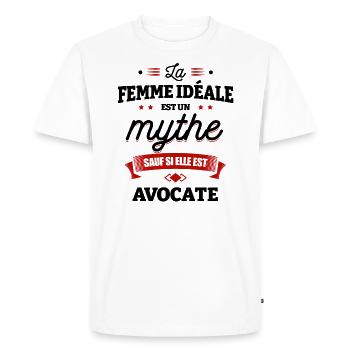 LA FEMME IDÉALE EST AVOCATE - T-shirt Premium bio Homme - blanc - Devant - Nico (187cm)
