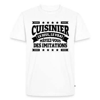 CUISINIER LE SEUL LE VRAI - T-shirt Premium bio Homme - blanc - Devant - Nico (187cm)