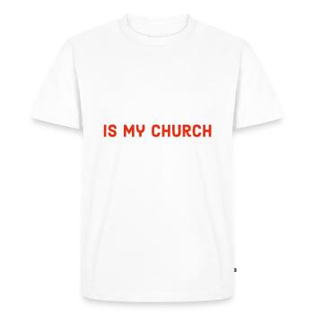 Manchester, Royaume-Uni, Manchester, Royaume-Uni - T-shirt Premium bio Homme - blanc - Devant - Nico (187cm)
