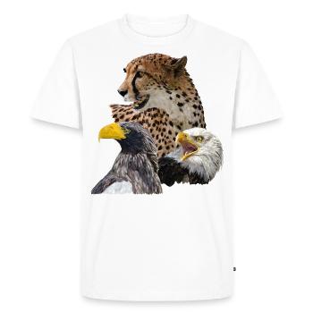 Guépard et pigargos - T-shirt Premium bio Homme - blanc - Devant - Nico (187cm)