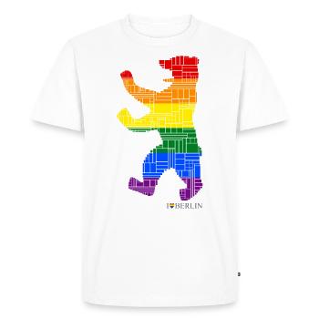Berlin - Berliner Bär - I Love Berlin - Gay Pride - Männer Premium Bio T-Shirt - Weiß - Vorne - Nico (187cm)