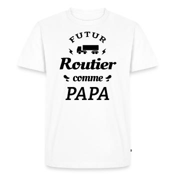 FUTUR ROUTIER COMME PAPA - T-shirt Premium bio Homme - blanc - Devant - Nico (187cm)