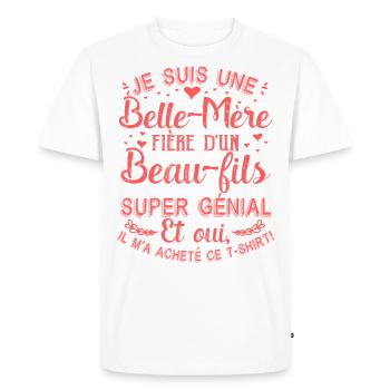 Belle-Maman Belle-Mère Maman-Bonus Fete Des Meres - T-shirt Premium bio Homme - blanc - Devant - Nico (187cm)