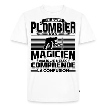 Plombier Humour Plombiers - T-shirt Premium bio Homme - blanc - Devant - Nico (187cm)