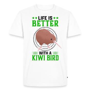 Living with Kiwi Bird Snipe Bouquet Saying - Men's Premium Organic T-Shirt - white - Front - Nico (187cm)