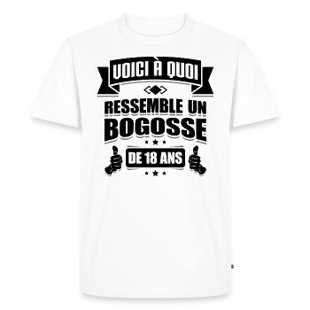 BOGOSSE DE 18 ANS - T-shirt Premium bio Homme - blanc - Devant - Nico (187cm)