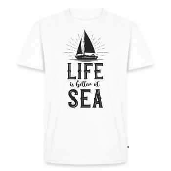 Sailing Life Is Better At Sea - Men's Premium Organic T-Shirt - white - Front - Nico (187cm)