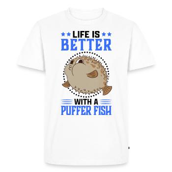 Life is better with puffer fish aquarium fish - Men's Premium Organic T-Shirt - white - Front - Nico (187cm)