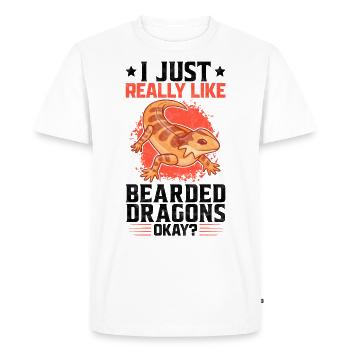I just like bearded agamas lizard owner saying - Men's Premium Organic T-Shirt - white - Front - Nico (187cm)