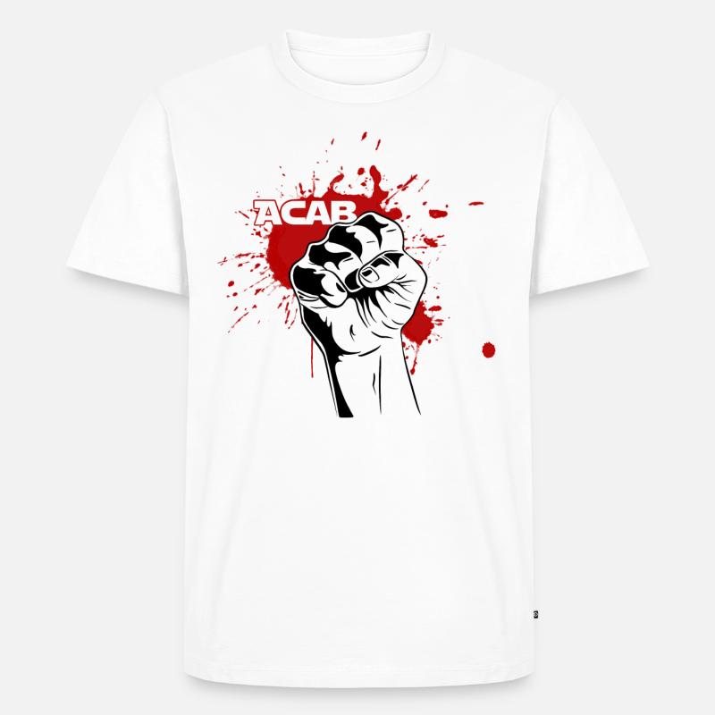 Faust mit Blut - Anti-Cops - Männer Premium Bio T-Shirt - Weiß