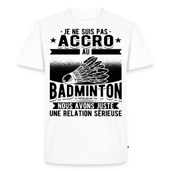 Badminton Humour Joueur Badminton - T-shirt Premium bio Homme - blanc - Devant - Nico (187cm)