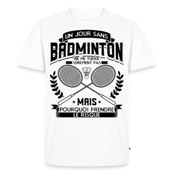 Badminton Humour Joueur Badminton - T-shirt Premium bio Homme - blanc - Devant - Nico (187cm)