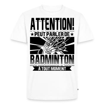 Badminton Humour Joueur Badminton - T-shirt Premium bio Homme - blanc - Devant - Nico (187cm)