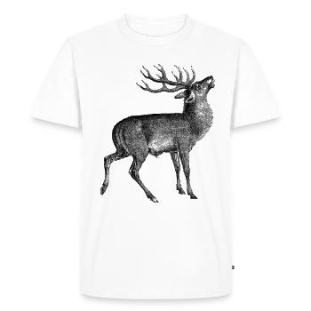 Dessin vintage d’un cerf - T-shirt Premium bio Homme - blanc - Devant - Nico (187cm)