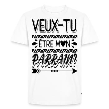 Veux Tu Etre Mon Parrain - T-shirt Premium bio Homme - blanc - Devant - Nico (187cm)