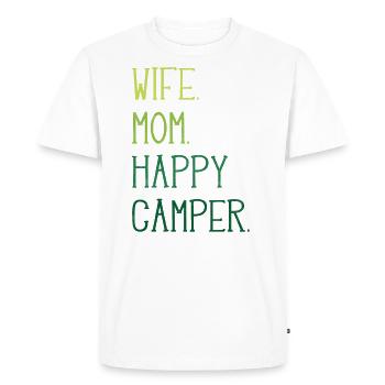 Camping Wife. Maman. Happy Camper. - T-shirt Premium bio Homme - blanc - Devant - Nico (187cm)