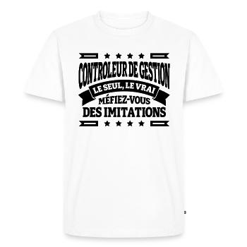 CONTROLEUR DE GESTION LE SEUL LE VRAI - T-shirt Premium bio Homme - blanc - Devant - Nico (187cm)