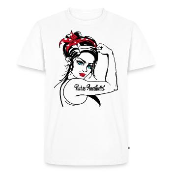 Female Nurse Anesthetist Rosie The Riveter - Men's Premium Organic T-Shirt - white - Front - Nico (187cm)