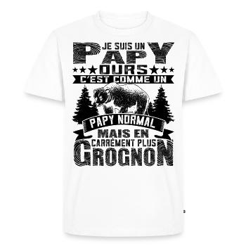 Grand-Père Papou Papy - T-shirt Premium bio Homme - blanc - Devant - Nico (187cm)