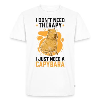 Capybaras sont ma thérapie Capybara - T-shirt Premium bio Homme - blanc - Devant - Nico (187cm)