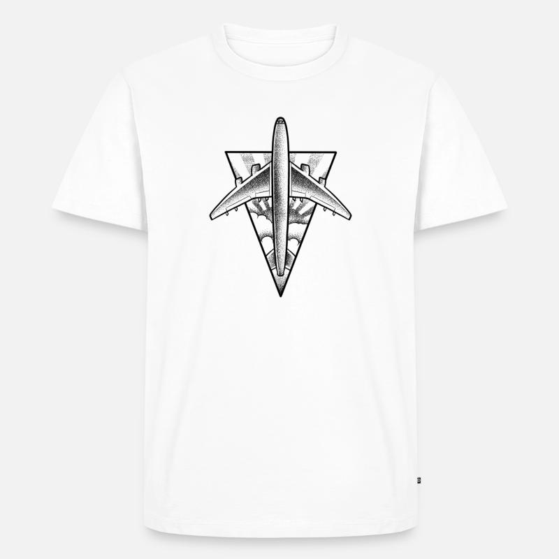 Flugzeug Dotwork Tattoo Projekt - Männer Premium Bio T-Shirt - Weiß