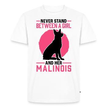 Fille avec Malinois Berger Belge - T-shirt Premium bio Homme - blanc - Devant - Nico (187cm)