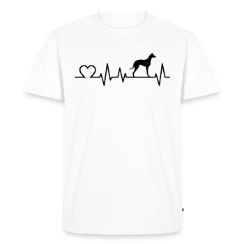 Galgo Espanol Heartbeat Spanish Greyhound - Men's Premium Organic T-Shirt - white - Front - Nico (187cm)