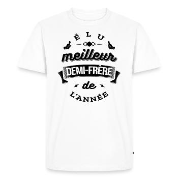 ÉLU MEILLEUR DEMI-FRÈRE DE L'ANNÉE - T-shirt Premium bio Homme - blanc - Devant - Nico (187cm)