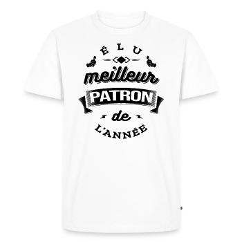 ÉLU MEILLEUR PATRON DE L'ANNÉE - T-shirt Premium bio Homme - blanc - Devant - Nico (187cm)