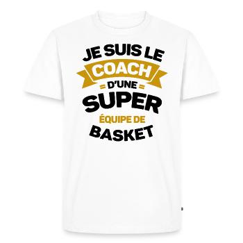 COACH D'UNE SUPER ÉQUIPE DE BASKET - T-shirt Premium bio Homme - blanc - Devant - Nico (187cm)