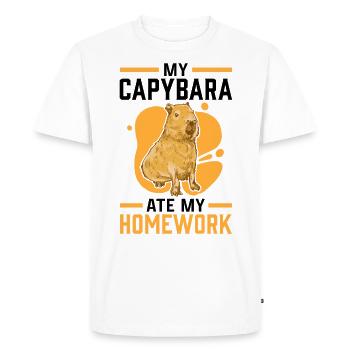 Capybara devoirs mangé capybara - T-shirt Premium bio Homme - blanc - Devant - Nico (187cm)
