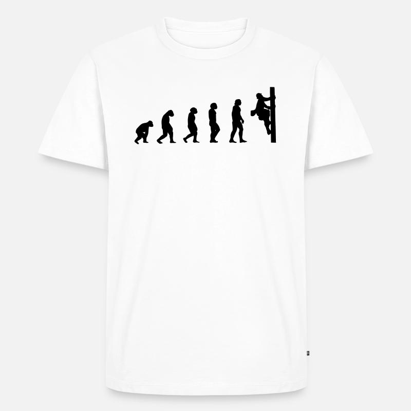 Netzelektriker Evolution Geschenk Elektriker - Männer Premium Bio T-Shirt - Weiß