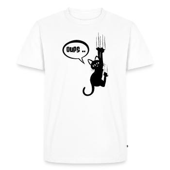 Oups .. betises de chat noir - T-shirt Premium bio Homme - blanc - Devant - Nico (187cm)